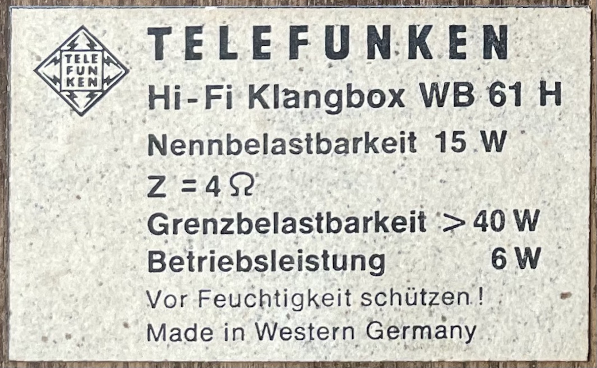 Telefunken HiFi-Lautsprecherbox WB61H